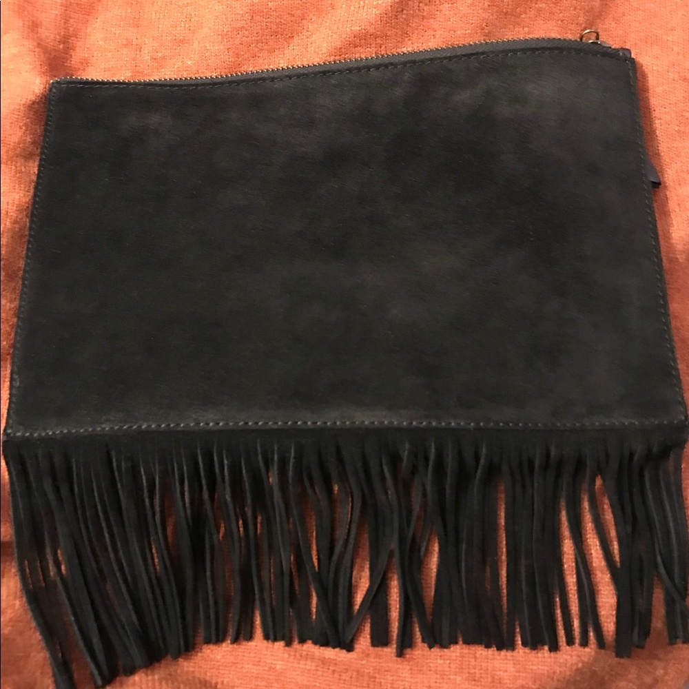 Madewell black fringe clutch
